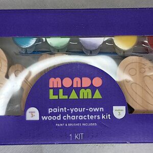Mondo Llama Paint Your Own Wood charters Kit  paint & brushes included, new